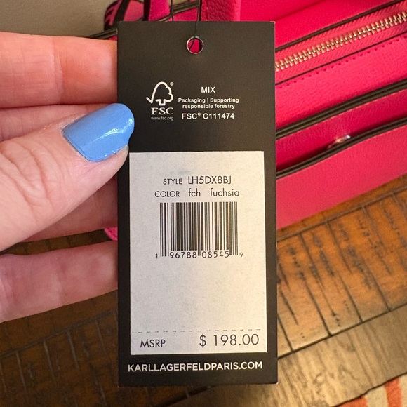 Karl Lagerfeld Paris Maybelle Fuchsia Satchel with Cartoon Motif - Picture 4 of 14